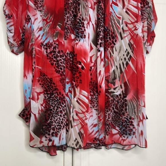 Erin London Women’s Abstract Blouse Plus Size M Red Tones - Picture 9 of 11